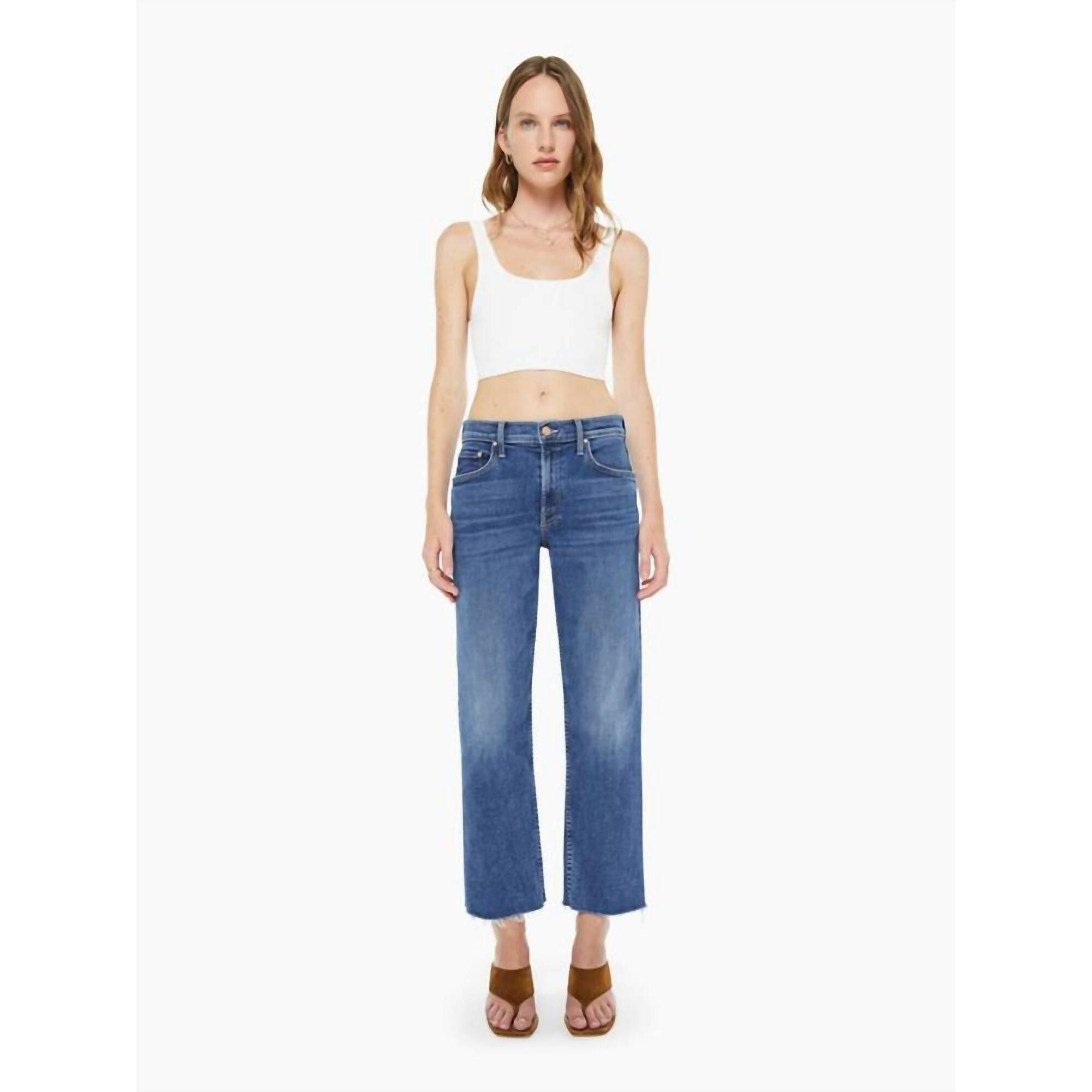 New Mother Newbie Ankle Fray Straight-Leg Jeans In Prized Possession